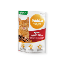 IAMS guliašai delight Beef and Carrots in jelly 85gr