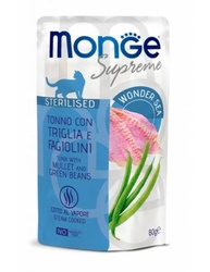 Monge SUPREME - Cat Wet Pouches Tuna with mullet and green beans - Sterilised 80g