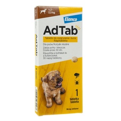 AdTab kramtomosios tabletės 1.3–2.5 kg svorio šunims 56 mg