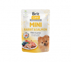 Brit Care Mini konservai Rabbit&Salmon fillets in gravy 24x85g