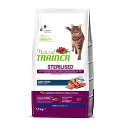 NATURAL TRAINER Cat adult Sterilised TROUT su upėtakiu 1.5kg