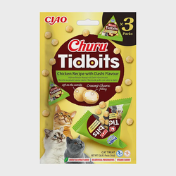 Churu Tidbits skanėstai katėms su vištiena ir Dashi sultinio skonio, 36g 3 vnt Churu Tidbits skanėstai katėms su vištiena ir Dashi sultinio skonio, 36g 3 vnt
