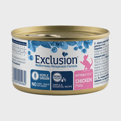 Exclusion Mediterraneo Mono Protein konservas kačiukams su vištiena, 85 g Exclusion Mediterraneo Mono Protein konservas kačiukams su vištiena, 85 g