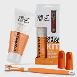 OURDOGSLIFE DENTAL CARE KIT - rinkinys dantų priežiūrai šunims – dantų šepetėlis ir pasta 