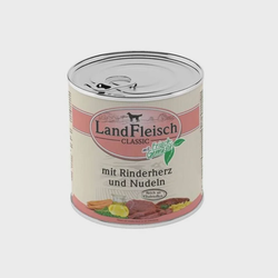 LandFleisch konservai šunims su jaučių širdelėmis ir makaronais, 800 g