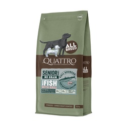 Quattro Senior All Breed Fish begrūdis sausas maistas šunims 12kg