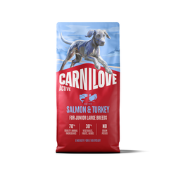 CARNILOVE ACTIVE Dog Salmon & Turkey Junior Large Breeds sausas pašaras jauniems šunims 12 kg 