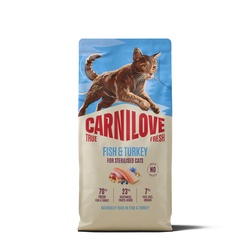 CARNILOVE TRUE FRESH Cat Dry Fish&Turkey Adult Cat Sterilised sausas maistas katėms 6 kg