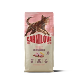 CARNILOVE TRUE FRESH Cat Dry Turkey Adult Cat Sterilised sausas pašaras katėms 6 kg 