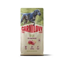 CARNILOVE TRUE FRESH Dog Duck Large Breed sausas pašaras šunims 12 kg 