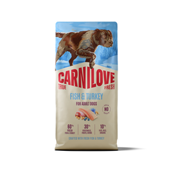 CARNILOVE TRUE FRESH Dog Fish & Turkey sausas pašaras šunims 12 kg 