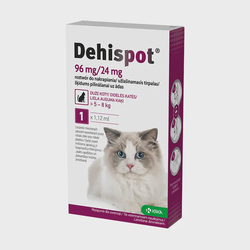 Dehispot, 96 mg/24 mg, užlašinamasis tirpalas didelėms 5-8kg katėms
