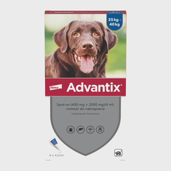 Lašai prieš Erkes Šunims ADVANTIX  25-40kg  4vnt. pakuotė
