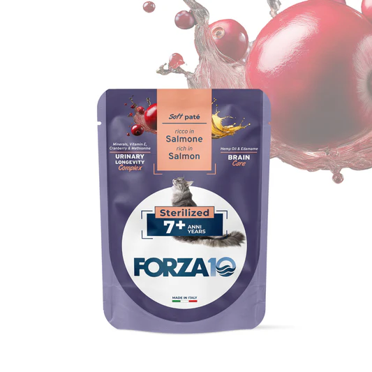 FORZA10 Maintenance Adult konservai sterilizuotoms katėms 7+ metų su lašiša 80g