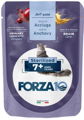 FORZA10 Maintenance Adult konservai sterilizuotoms katėms 7+ metų su ančiuviais 80g