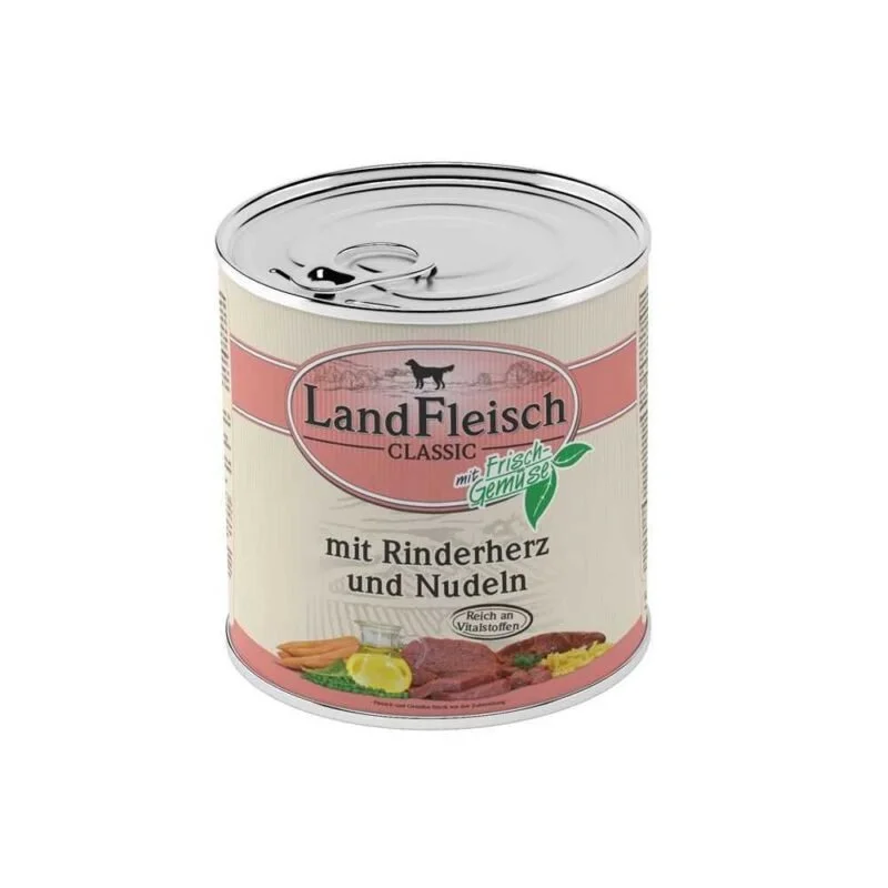 LandFleisch konservai šunims su jaučių širdelėmis ir makaronais, 800 g