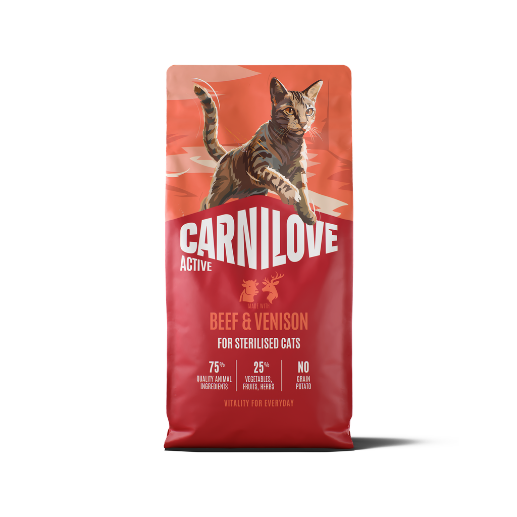 CARNILOVE ACTIVE Cat Beef & Venison Sterilised sausas pašaras katėms 6 kg