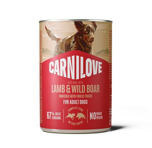 CARNILOVE Paté Made with Lamb & Wild Boar konservuotas pašaras šunims 400 g