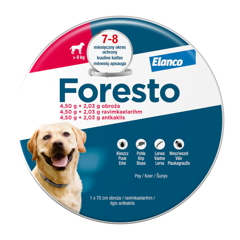 FORESTO antkaklis prieš erkes šunims virš 8 kg.